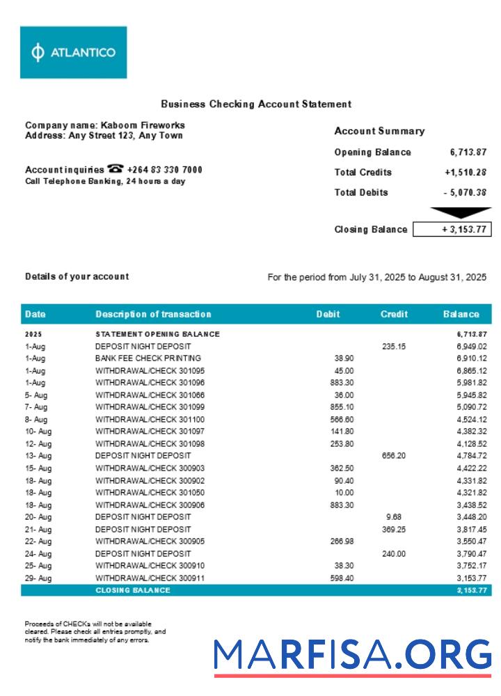 Downloadable Atlantico business account statement Word and PDF template (1)